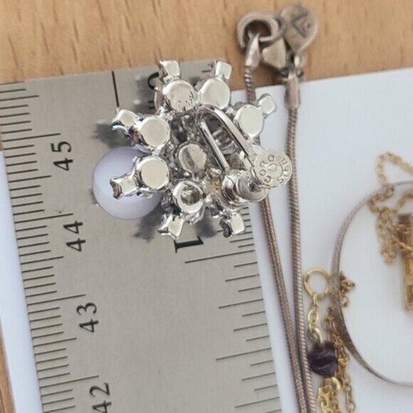 Vintage Sterling Silver Crystal Cluster Snowflake Chunky Large Stud Earrings - Picture 10 of 10